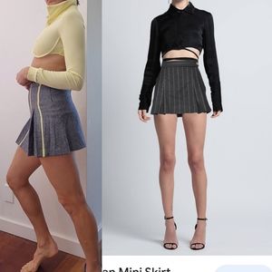 Nwot Versace tenniscore blend gray striped pleated mini skirt 2 it 38